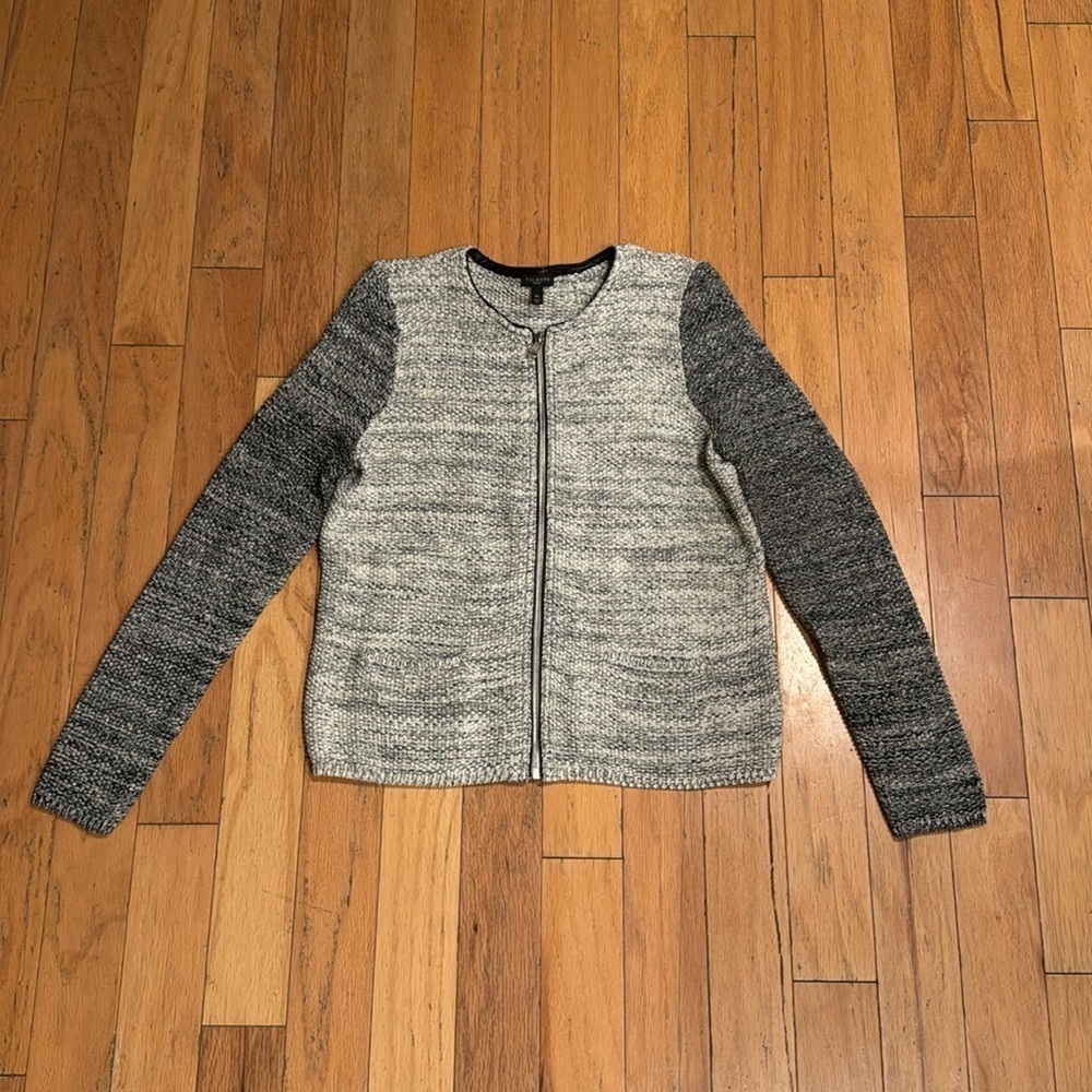 Talbots Petites | Gray/Metallic | Zipper Front | Thick Knit Cardigan | Size MP